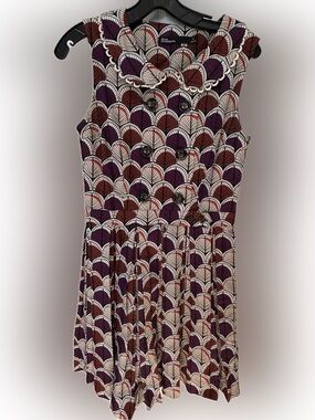 dear creatures Purple, Brown and Cream Sleeveless Fit-and-Flare Dress